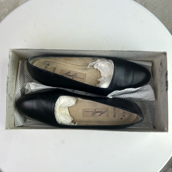 Amalfi Hector I Italian Black Leather Low Heels In Box Size 7 1/2B - Picture 2 of 10